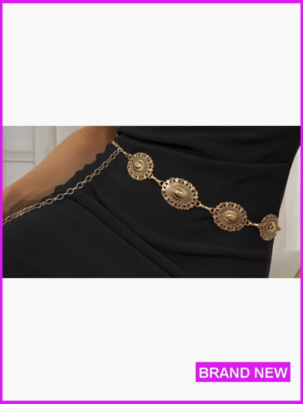 Western Chain Belt Metal Concho Adjustable Boho Chic Dresses Jeans Outfit